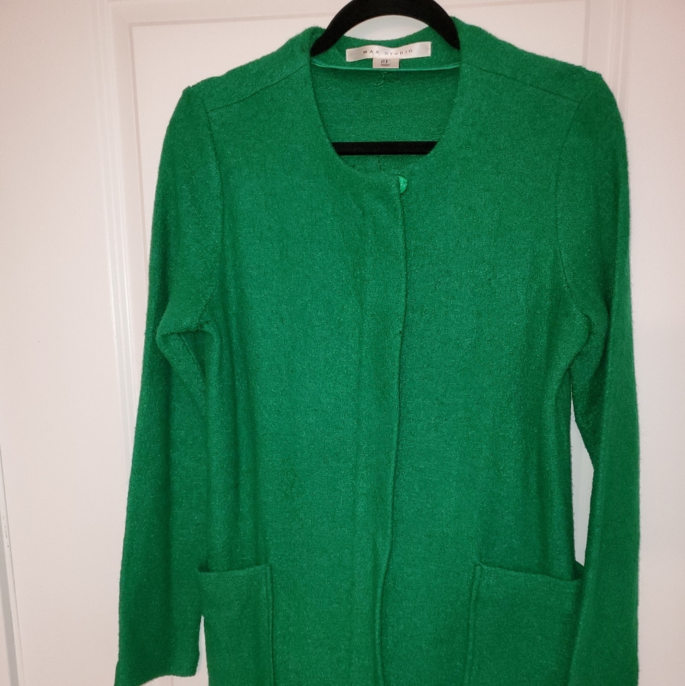 Max Studio Green Wool Car Coat